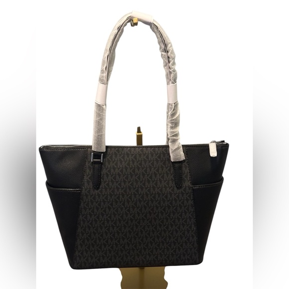 Michael Kors Charlotte Leather and Logo Zip Top Tote still factory wrapped! - Picture 2 of 9
